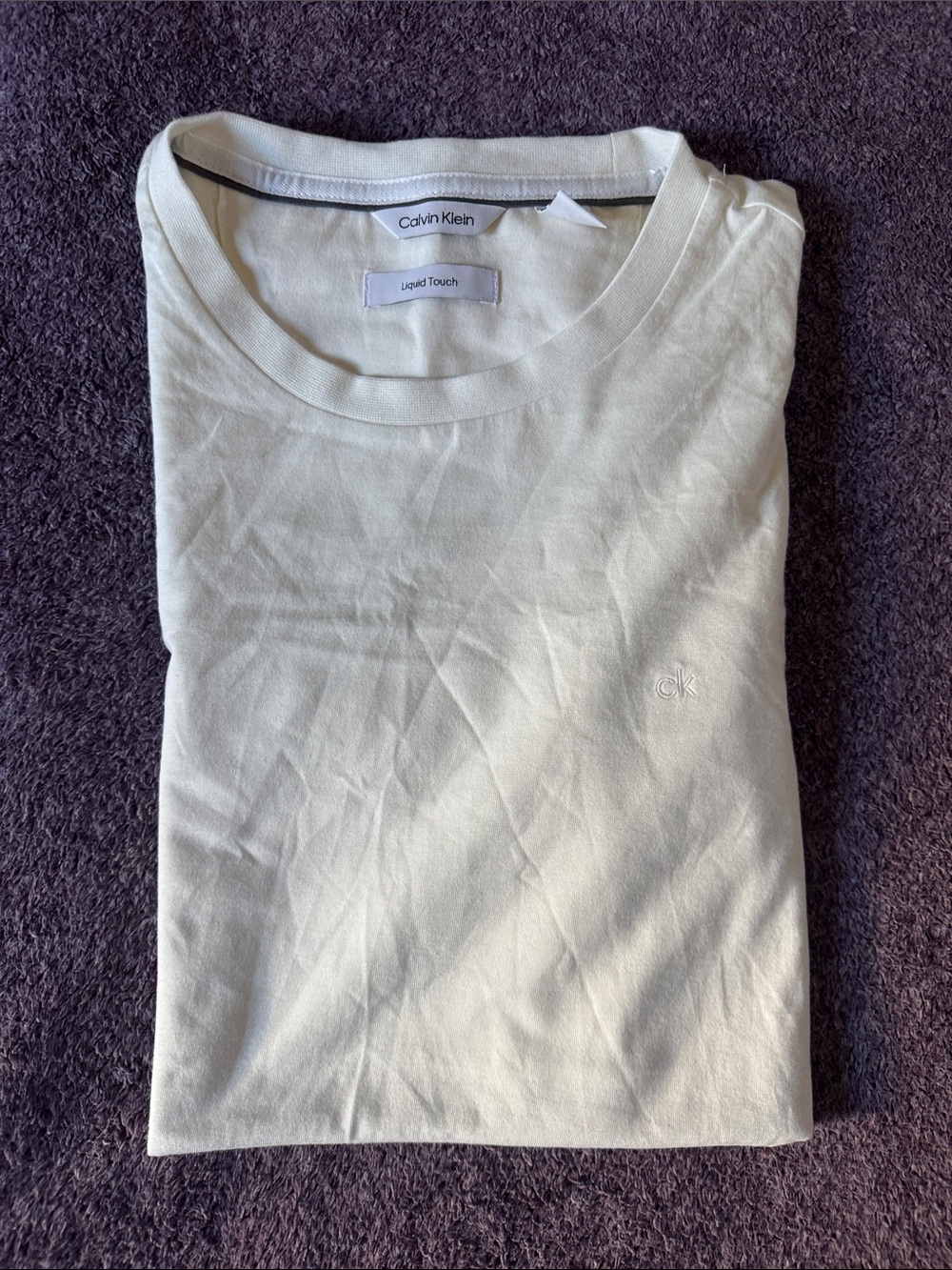 Calvin Klein Liquid Touch Men’s White Crewneck T-Shirt Medium CK Logo